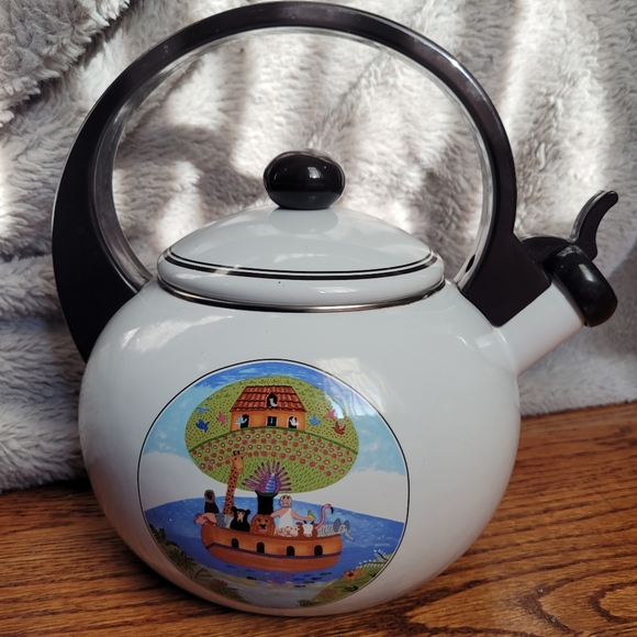 RARE Villeroy & Boch Noah's Arch Design Naif Tea Kettle Stovetop Tea Pot - Picture 1 of 15